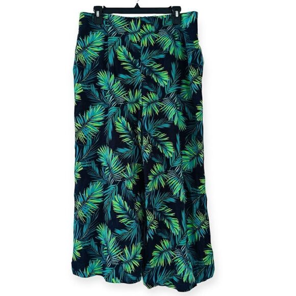 Soft Surroundings Palm Tree Sidnei Wide Leg Crop Pants Size Medium - Picture 1 of 7